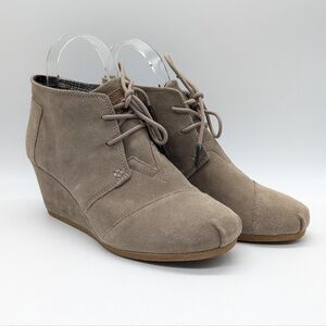 Toms Desert Lace Up Leather Wedge Heel Bootie 8.5